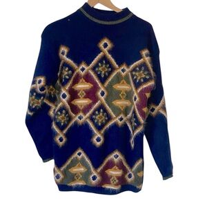 Vintage Rafaella Colorful Geometric Angora Lambswool Sweater Women’s soft Small